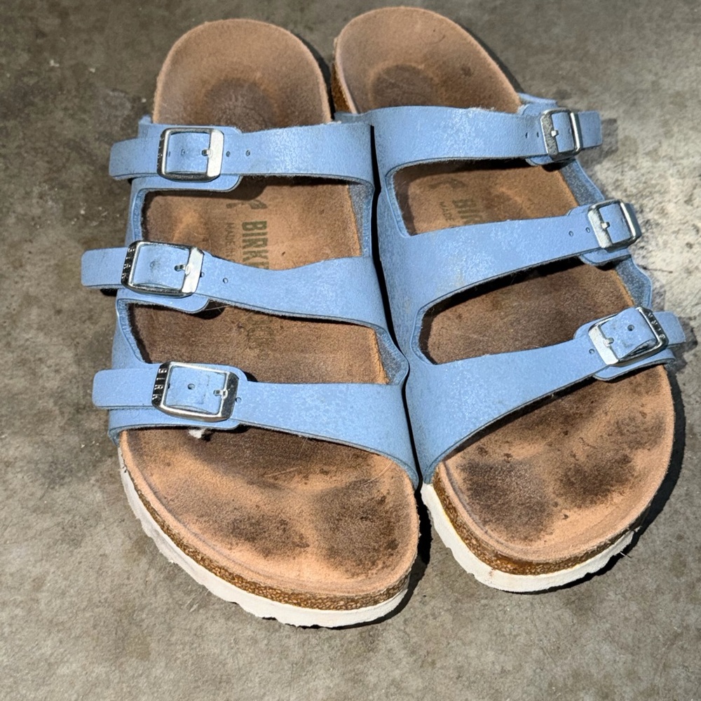 Birkenstock women’s Light Blue Triple-Strap Sandals